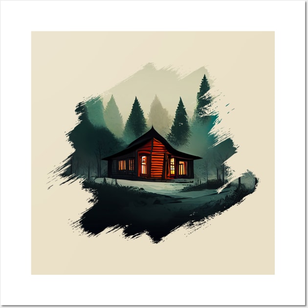 Beautiful cabin in the woods Wall Art by Mad Swell Designs
